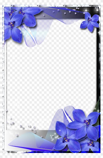 Beautiful Transparent Frame With Blue Orchids - Blue Wedding Borders And Frames