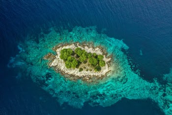 Beautiful view of little island called Krbelica
