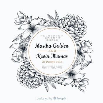 Beautiful wedding invitation with floral frame Free Vector