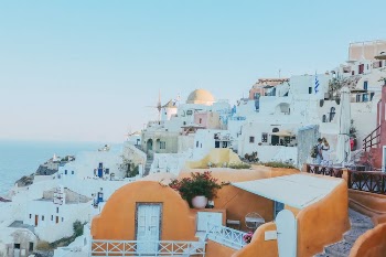 Beautiful White Houses in Santorini Island