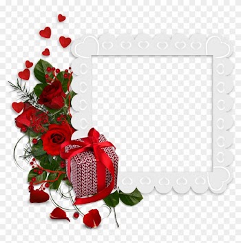 Beautiful White Transparent Frame With Hearts And Red - Red Roses Borders And Frames Transparent