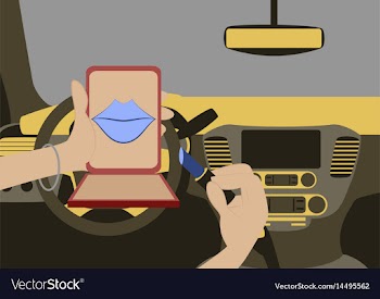Beautiful woman driving car vector image