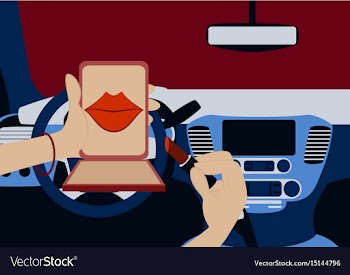Beautiful woman driving car vector image