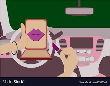 Beautiful woman driving car vector image