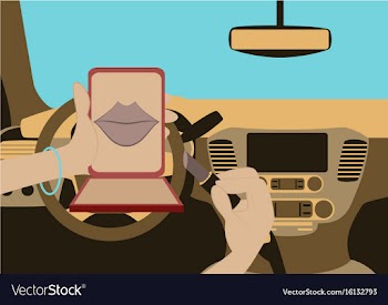 Beautiful woman driving car vector image