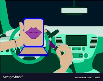 Beautiful woman driving car vector image