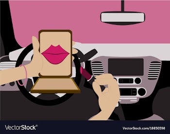 Beautiful woman driving car vector image