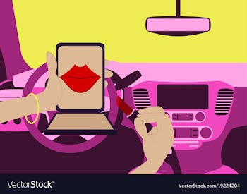 Beautiful woman driving car vector image