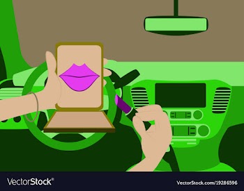 Beautiful woman driving car vector image