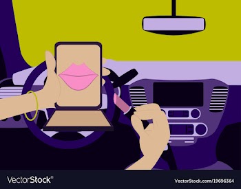 Beautiful woman driving car vector image