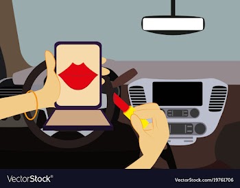 Beautiful woman driving car vector image