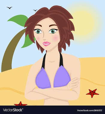 Beautiful woman in a bathing suit on the beach vector image