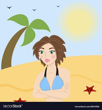 Beautiful woman in a bathing suit on the beach vector image