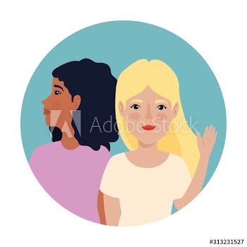 beautiful women in frame circular avatar character design