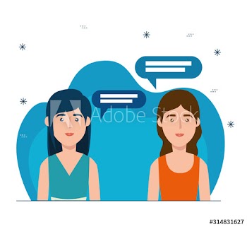 beautiful women with speech bubbles avatar characters design