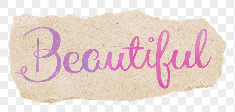 Beautiful word png, pink calligraphy, | Free PNG - rawpixel