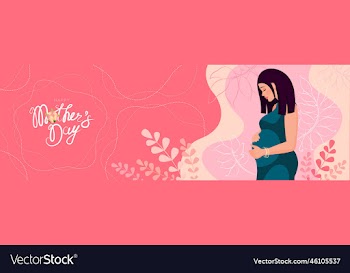 beautiful young woman hugging her belly banner