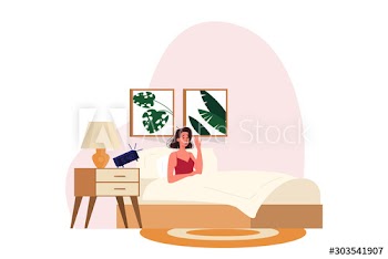Beautiful young woman in underwear in the bed after a sleep