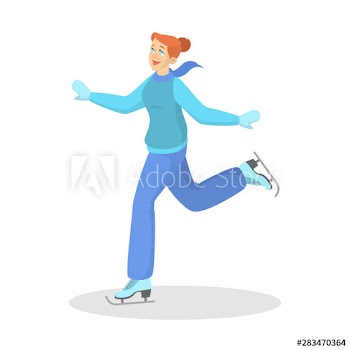 Beautiful young woman in warm winter clothes skating