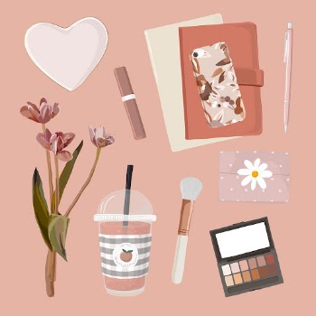 Beauty blogger essentials clipart, pink | Free PSD Illustration - rawpixel