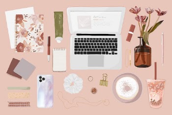 Beauty blogger essentials sticker, pink | Free Vector Illustration - rawpixel