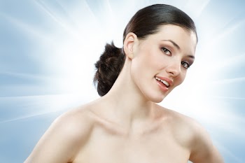 beauty girl on the blue background