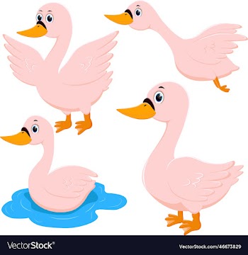 beauty goose set cartoon posing isolated on white