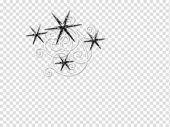 Beauty Marks, white and black swirl and star line artwork transparent background PNG clipart