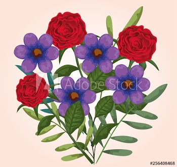beauty roses and flowers plants with leaves