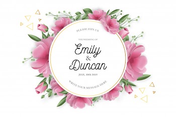 Beauty wedding frame with realistic flowers Free Vector