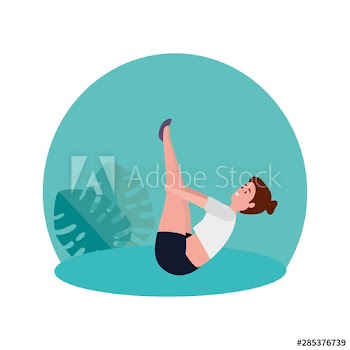 beauty woman practicing pilates in the camp