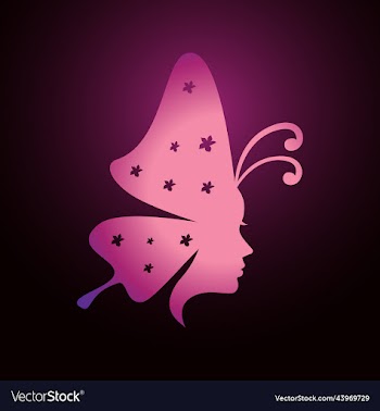 beauty woman silhouette with butterfly logo