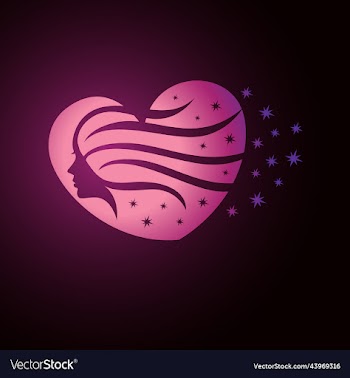 beauty woman silhouette with heart logo