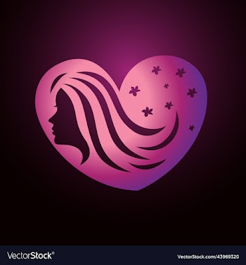 beauty woman silhouette with heart logo