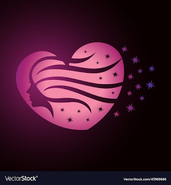 beauty woman silhouette with heart logo