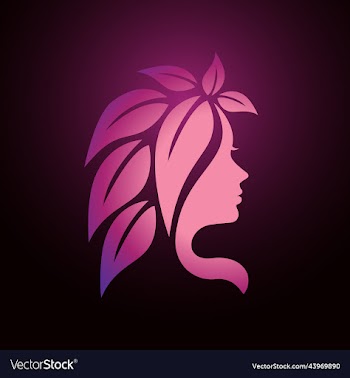 beauty woman silhouette with leaf logo