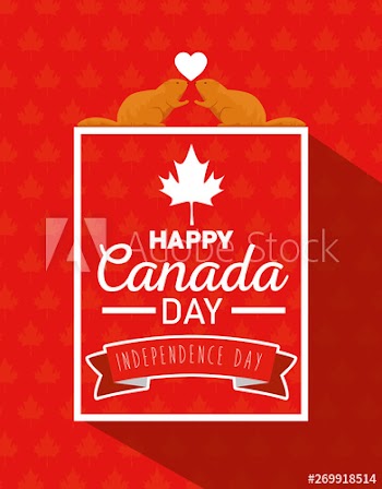 beaver with canada label with ribbon decoration to holiday