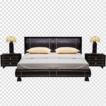 Bed frame Bedroom Furniture Headboard, Modern and simple leather bed wood bed transparent background PNG clipart