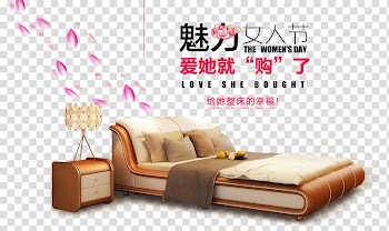 Bed frame Bedside Tables, Women's Day Promotion,Europe Double transparent background PNG clipart