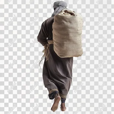 Bedouin with Malt Sack: A Striking Full-Body Portrait