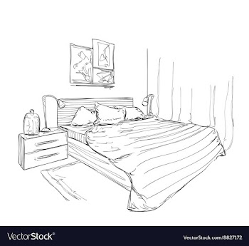 Bedroom modern interior sketch vector image