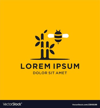 Bee bamboo logo design vector image