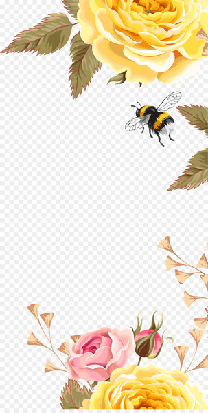 Bee Bird Flower Pattern - Yellow beautiful flower bees 