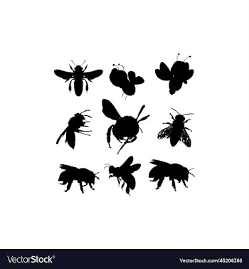 bee fly set silhouette design