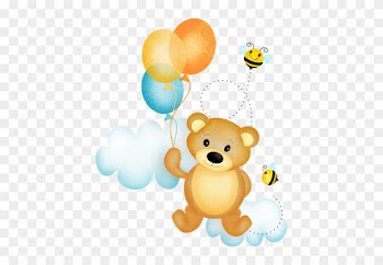 Bee Happy - Clipart Baby Bear With Balloon