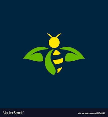 bee leaf nature ecology creative logo