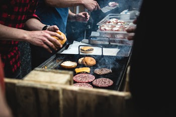 Beef burger barbeque outside 