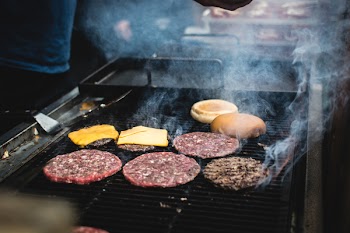 Beef burger barbeque outside 
