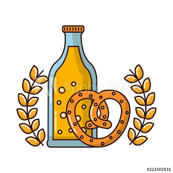 beer bottle with pretzel and crown