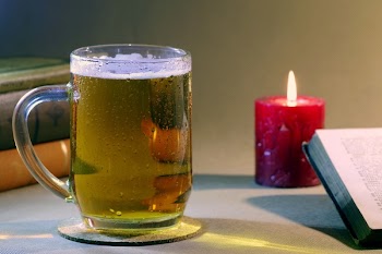 Beer-filled Glass Mug
